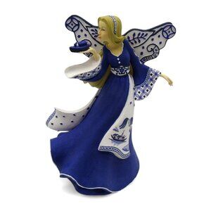 HAMILTON COLLECTION Blue Willow Sending Gentle Breezes Angel Figurine